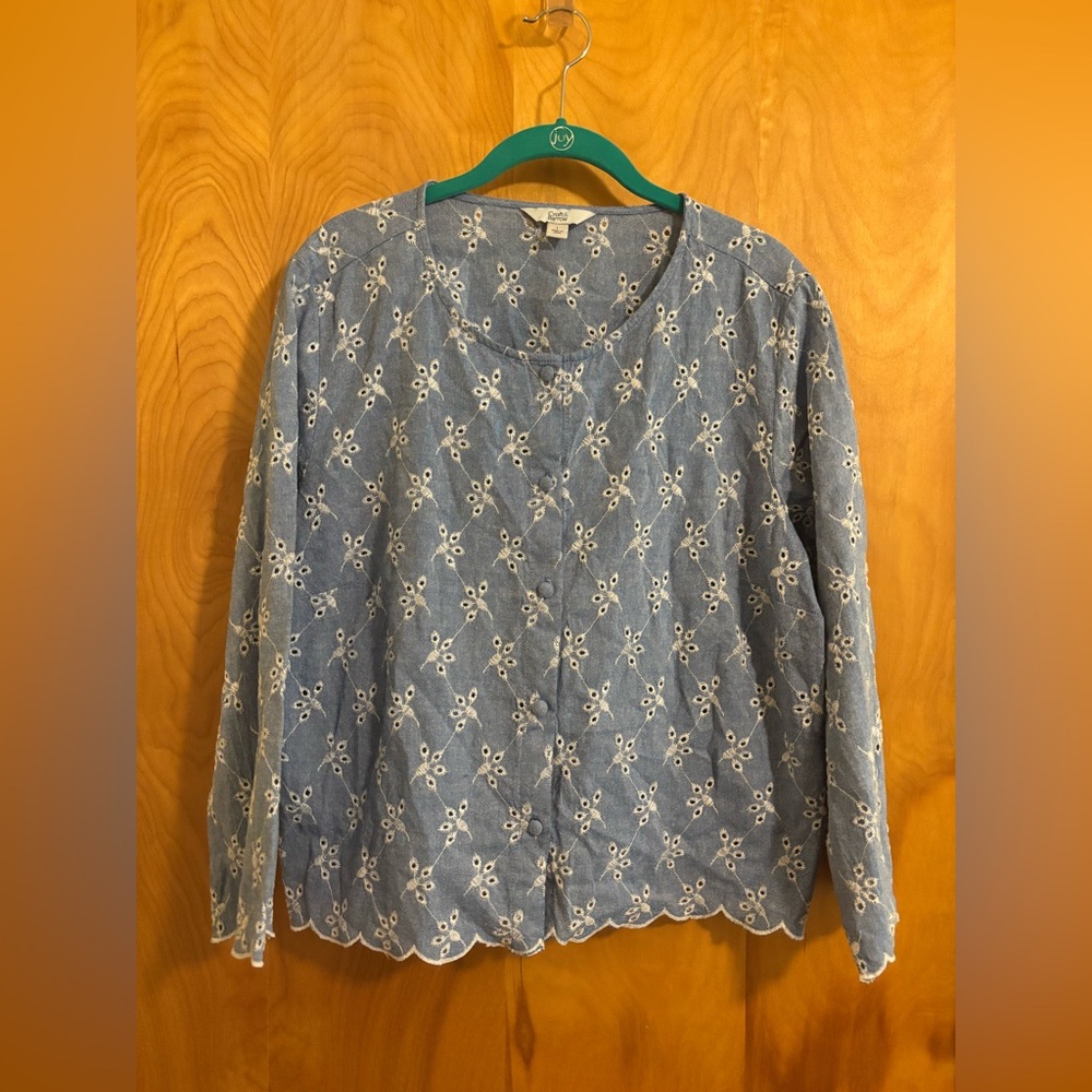 Croft & Barrow Light Blue Floral Lace Cardigan
